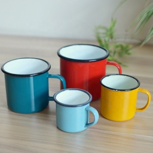 Sublimazione di alta qualità a buon mercato piccolo Logo personalizzato colorato campeggio <span class=keywords><strong>caffè</strong></span> tazza smaltata personalizzata con manico - Product Image 6