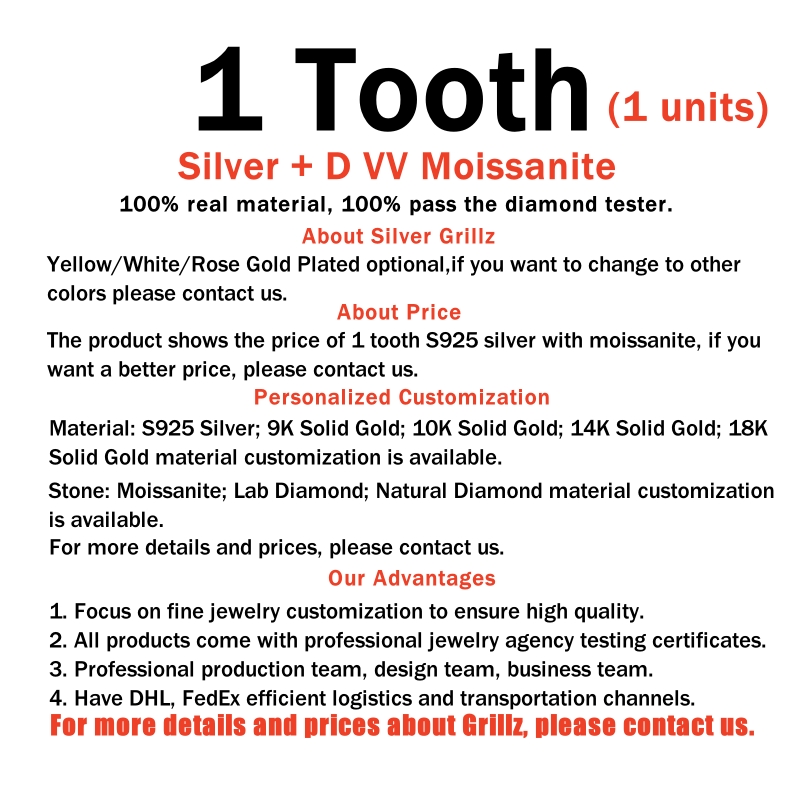 One Teeth (Silver+Moissanite)