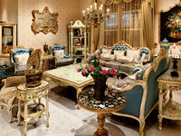 Yips LD-2108-2019 Französisch Stil 2-Sitzer Sofa für Wohnzimmer Handgemalte Rose Muster Stoff Luxus Klassik