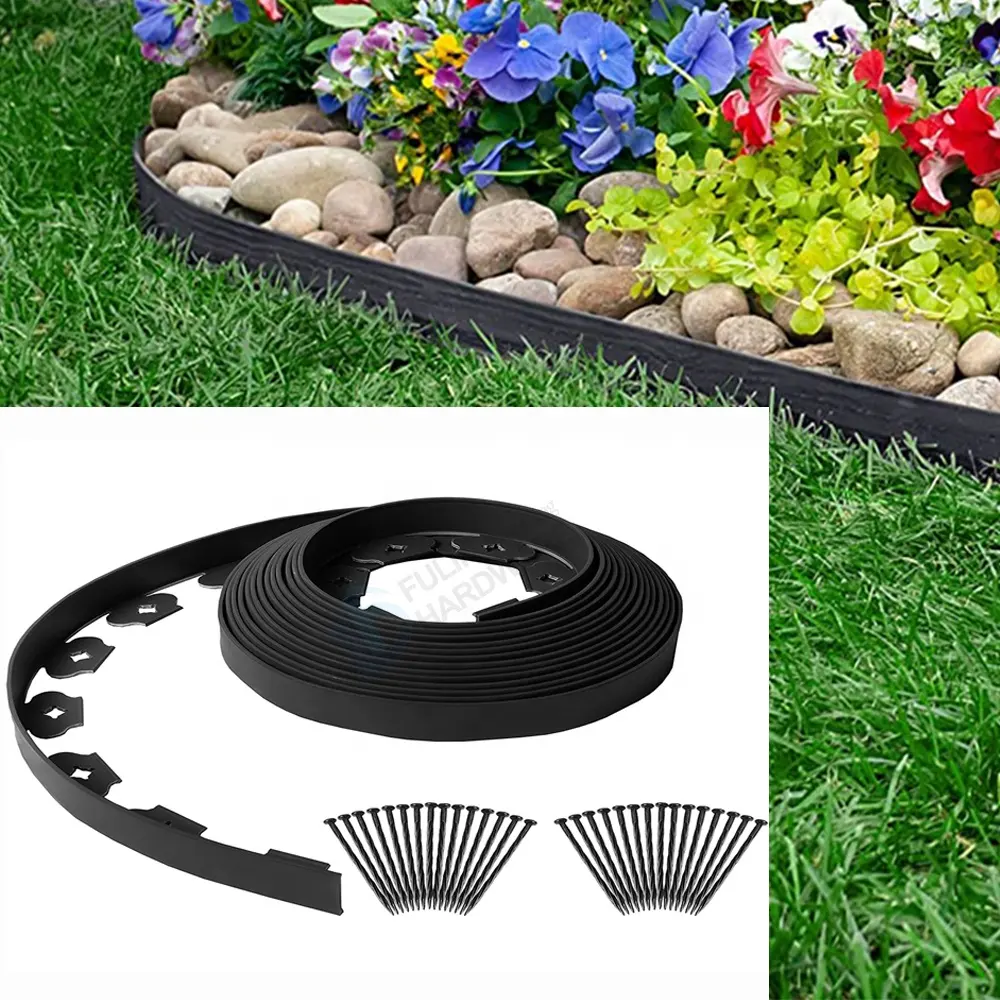 Kit de bordures de paysage noir bordure de bordure de jardin en plastique pour aménagement paysager et jardins de fleurs