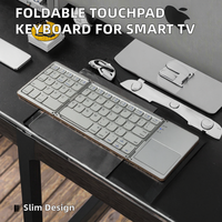 Clavier Bluetooth avec pavé tactile ergonomique, interface USB, interrupteur noir, ciseaux, plastique noir, pliable, pour Samsung Smart TV