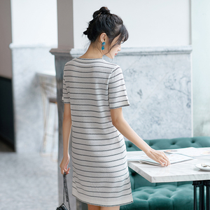 2019 D'été à Manches Courtes Rayé Col Rond Robe <span class=keywords><strong>De</strong></span> Fond Sac En Vrac Robe <span class=keywords><strong>De</strong></span> Hanche - Product Image 5