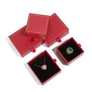 Custom Logo Velvet Jewelry Packaging Box Set with <b>Ribbon</b> Sliding Drawer Gift Box for Ring Necklace Earrings Bracelet - Product Image 4