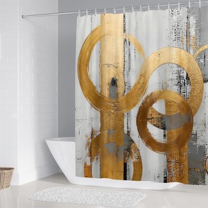 Cortina de Ducha de Poliéster con Estampado de Mármol Rosa Dorado, Cortina de Baño con Impresión Digital, Impermeable, Personalizada, Moderna, al por Mayor - Product Image 3