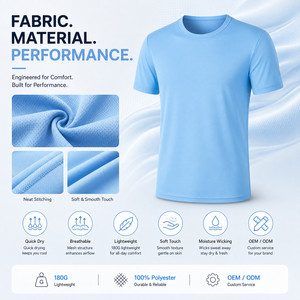 Custom Logo T-<b>shirt</b> 100% Polyester Quick Dry 180g Performance Sports Gym Tee Private Label Corporate Team Uniform Wholesale OEM - Product Image 5