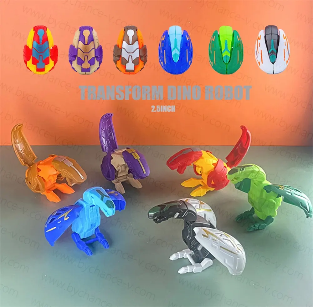 Brinquedo barato para meninos goodie bag filler 2.5 ''brinquedo cápsula transformable ovo dinossauro mecha robô brinquedo para crianças festa favores