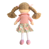Poupée de Chiffon en Peluche Personnalisée de 35 cm, Mini Fille, Jouet Doux et Tendance avec Robe à Fleurs Rose et Manteau, Direct Fabricant