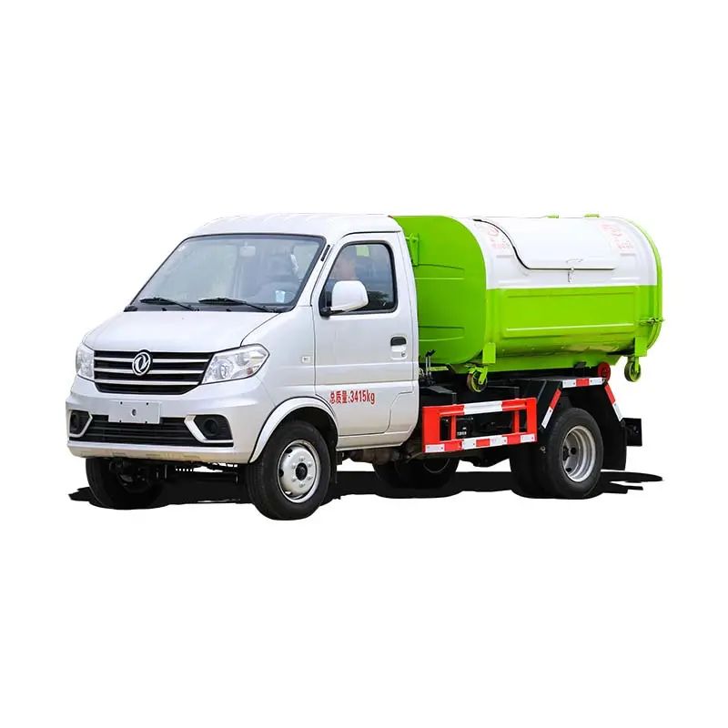 Venta directa de fábrica, camión de basura con gancho Dongfeng nuevo o usado con contenedor de basura doméstica de 3 cubos
