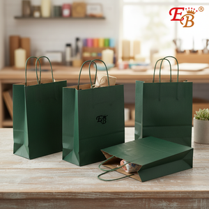 สีดำและสีเขียว6 "X8" X3 "ถุงกระดาษของขวัญ144ชิ้น/กล่องปรับแต่งโลโก้ได้ทนทานสำหรับเทียนและบรรจุภัณฑ์งานฝีมือ - Product Image 3
