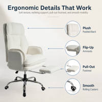 Fauteuil de direction avec accoudoirs réversibles, dossier croisé en boucle, pour bureau à domicile et travail sur ordinateur