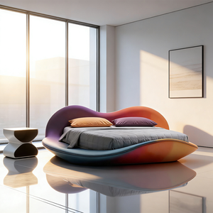 Lit moderne unique de designer, forme organique, rembourrage <span class=keywords><strong>en</strong></span> tissu, luxe, dégradé de couleurs, meubles de chambre à coucher, maison, détente, doux et confortable - Product Image 3