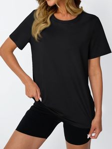Tops de entrenamiento para mujer, camisetas de gimnasio de manga corta, camisetas de Yoga atléticas de verano, ropa informal holgada 2025 - Product Image 4