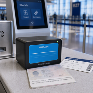 Escáner <span class=keywords><strong>de</strong></span> Pasaportes MRZ YUANAIDC para Kiosco <span class=keywords><strong>de</strong></span> Autoregistro en Aeropuertos y Mostrador <span class=keywords><strong>de</strong></span> Entrega <span class=keywords><strong>de</strong></span> Equipaje, NFC 13.56MHz, USB Tipo-C, 300 Escaneos por Segundo - Product Image 1