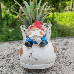 New Red Riding Hood Dwarf Resin Flower <strong>Pot</strong> Arrangement <strong>Big</strong> <strong>Head</strong> Shoes Cute Elf Vintage Flower Decoration Gift
