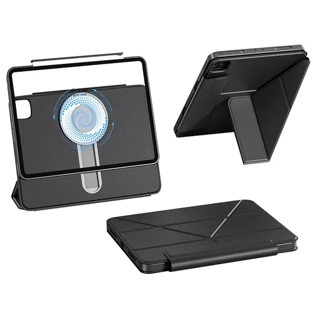 For iPad Pro M4 11" 2024 Rotatable Detachable Magnetic Case Folding Back Cover Funda Stand for 2024 A2836 A2837