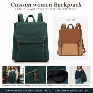 Custom <b>Women</b> <b>Backpack</b> Matte Purple PU Leather Flap Bag Zipper Pocket Casual Square School <b>Travel</b> Bag - Product Image 3