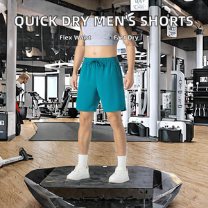 Pantalones Cortos Deportivos de Secado Rápido para Hombre, Cintura Elástica, Estilo Atlético, para Entrenamiento, Ejercicio, Fitness, con Bolsillo con Cremallera, Tejido de Punto Informal, Color Sólido - Product Image 2