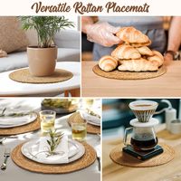 Sets de table rustiques en paille naturelle tressée à la main, résistants à la chaleur, sous-plats pour assiettes, sous-verres pour tasses, décoration de table