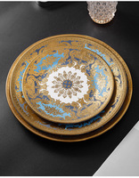 Assiette de service de luxe légère pour gâteaux et desserts, en céramique britannique à bord doré, pour la présentation de banquets, assiette à noix, vaisselle de table, assiette de service à domicile