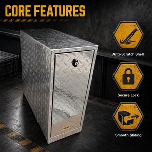 Aluminum Alloy <b>Tool</b> <b>Box</b> Lockable Storage Case Diamond Plate Finish Secure <b>Lock</b> Smooth Sliding Front Label - Product Image 1