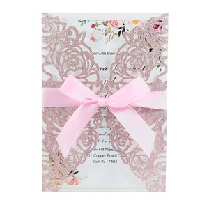 Offre Spéciale : Invitations de <span class=keywords><strong>Mariage</strong></span> de Luxe pour la Saint-Valentin, Pochette Argentée Scintillante, <span class=keywords><strong>Rose</strong></span> Blanche, Impression UV, Papier Écologique Personnalisé - Product Image 5
