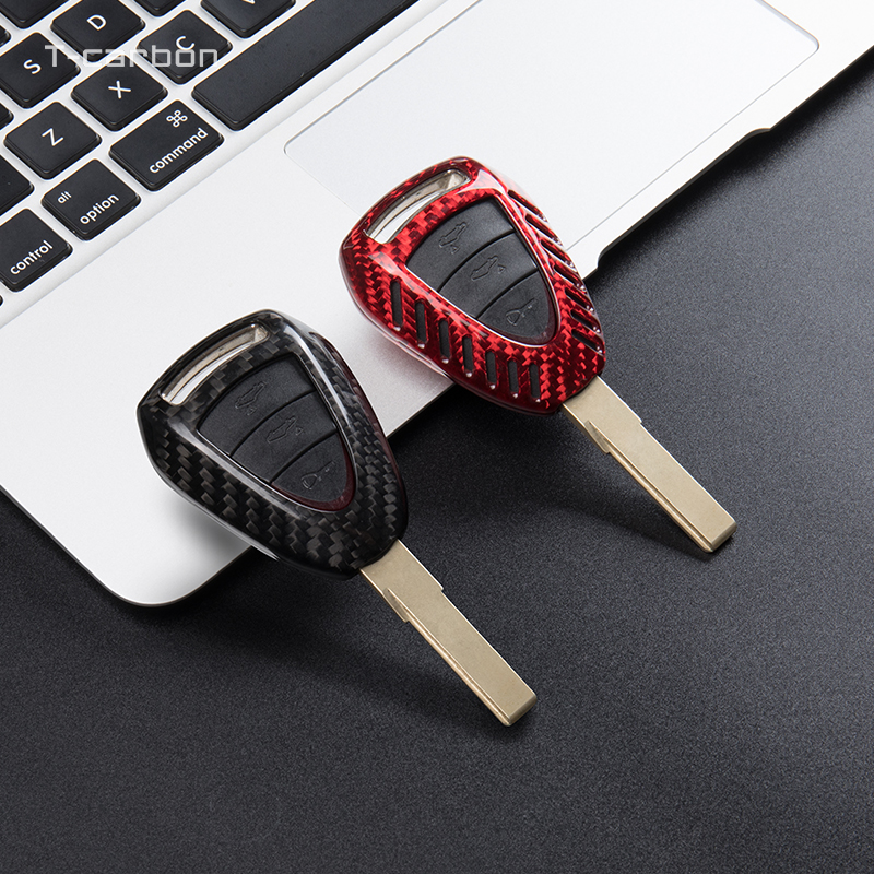 M.JVisun Auténtico Fibra De Carbono Carcasa Para Llave Para Porsche 718 911 Carrera 918 Spyder Boxster 981 Cayenne 92A Cayman 981 Para Macan Para Panamera 970 Funda Llave - Reemplazar Carcasa - Rojo