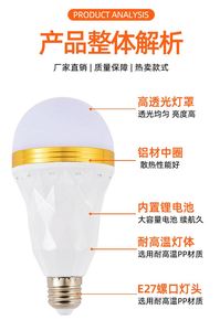 15W <b>Rechargeable</b> LED Emergency Light <b>Bulb</b> Cold White IP65 Design with Hooked Feature - Product Image 5