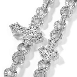 Personnalisable Nom Chaîne En Laiton Plaqué <span class=keywords><strong>Or</strong></span> Style Hip-Hop Pleine Baguette CZ Échelle Carré Croix <span class=keywords><strong>Infini</strong></span> Zircon Cubique Style Glacé - Product Image 6
