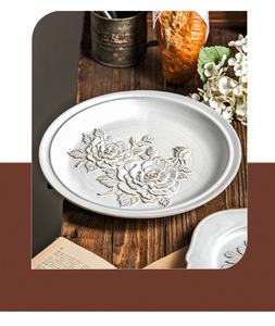 Assiette occidentale de luxe à motifs français, assiette plate pour steak, assiette à dessert en céramique, assiette de petit-déjeuner, magnifique vaisselle - Product Image 6