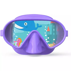 Máscara de esnórquel sin marco antivaho personalizada para niños Lente de PC antifugas Diseño de bajo volumen Silicona de grado alimenticio TPE 180 Panorámica - Product Image 3