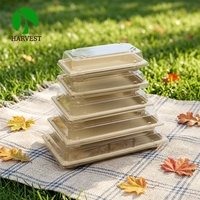 Assiettes jetables biodégradables en bagasse de canne à sucre pour vente en gros, barquette à sushi à emporter, conteneur écologique pour assiette à sushi avec couvercle