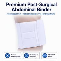 Ceinture abdominale post-chirurgicale blanche avec panneau frontal rembourré à 3 niveaux et dos en élastique côtelé