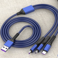 Cable de Datos USB-C a Micro USB 3 en 1, Trenzado de Nailon, Carga Rápida 3A, para Computadora IOS y Cámara