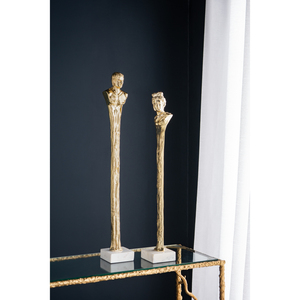 Estatua romana dorada alargada sobre base de mármol blanco de 5.5x5.5x28 pulgadas, escultura decorativa para el interior del hogar - Product Image 5