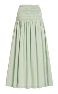 2021 Wholesale <strong>Summer</strong> Women's High Waist Poplin a Line Ruffle Smocked Long <strong>Maxi</strong> <strong>Skirts</strong> - Product Image 3