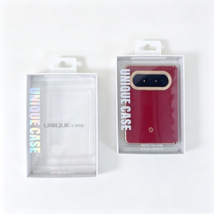 Boîte d'emballage personnalisée unique en PET transparent avec fenêtre pour étui de téléphone pliable, boîte de vente au détail avec trou de suspension - Product Image 1