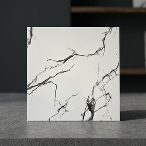 Carreaux de sol en céramique émaillée effet dalle de marbre blanc moderne 40x40cm, porcelaine, pour salon - Product Image 2
