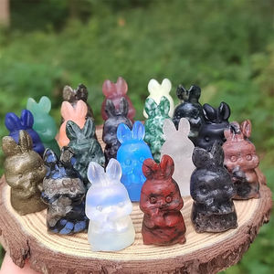 Figurines Lapin en Zoisite et Lepidolite avec Rubis Naturel, Matériaux Mixtes, Décoration de Table, Cadeaux Parfaits pour les Fêtes et Anniversaires (Vente en Gros) - Product Image 3