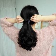 Extension per capelli brasiliani a Clip In 2 pezzi da donna stile parrucca a coda di cavallo - Product Image 1