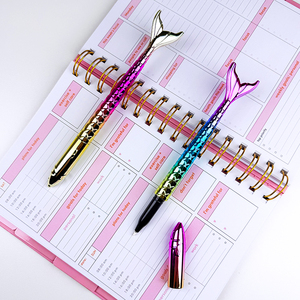 Promosyon güzel yaratıcı güzel promosyon hediyesi gökkuşağı renkli plastik balık şekli kalemler sevimli kırtasiye Mermaid kalem - Product Image 3