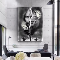 Abstrait noir blanc peinture à l'huile sur toile chrétien jésus Portrait pour salon décoration murale maison affiche imprime des photos