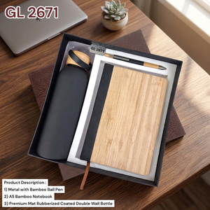 Natural PU Leather Business <b>Gift</b> <b>Box</b> PU Leather Notebook Metal Ball Pen Matte Rubberized Double Wall Water <b>Bottle</b> Personalized - Product Image 4