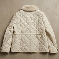 Veste élégante en peau de mouton matelassée crème avec col en fourrure de lapin, mélange de laine et de poils de chameau, manteau à nouer à la taille pour femmes