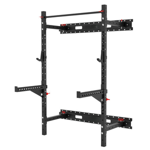 מתקפל קיר רכוב קועה עם למשוך את נשק j-כוסות תצפית עבור אימון מוסך כושר ביתי - Product Image 1