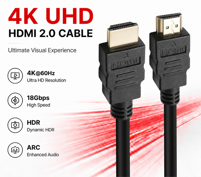 HDMI 2.0 Gaming Cable 4K 60Hz HDR High Speed Video Cable