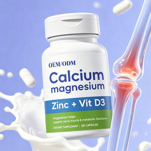 Cápsulas de Vitamina D3 con Calcio, Magnesio y Zinc de Alta Absorción OEM, Suplemento de Colágeno Alto en Proteínas para la Fortaleza Ósea en Adultos, 60 Unidades - Product Image 1