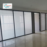Modern Style Office Conference Room Partition Glass Wall Foldable and Powder Coating Aluminum Frame Hidden Design