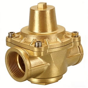 Réducteur de pression d'eau en cuivre réglable de type piston de 1/2 " à 2,5 " pour le contrôle de la pression d'eau - CVC pour usage domestique - Product Image 1