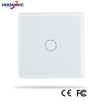 Interrupteur tactile intelligent Hooanke 1 Gang, norme EU/UK, interrupteur mural en verre trempé de 3,4 pouces, contrôle Tuya WiFi Alexa, OEM ODM pris en charge.