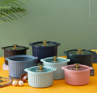 Ensemble de casseroles anti-dérapantes antiadhésives en céramique, de style nordique, casseroles isolée, avec couvercle, casseroles chauffantes pour aliments